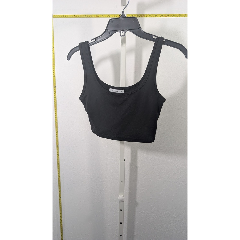 Elara M Womens Black Crop Tank Top Scoop Neck Sleeveless Basic Small
